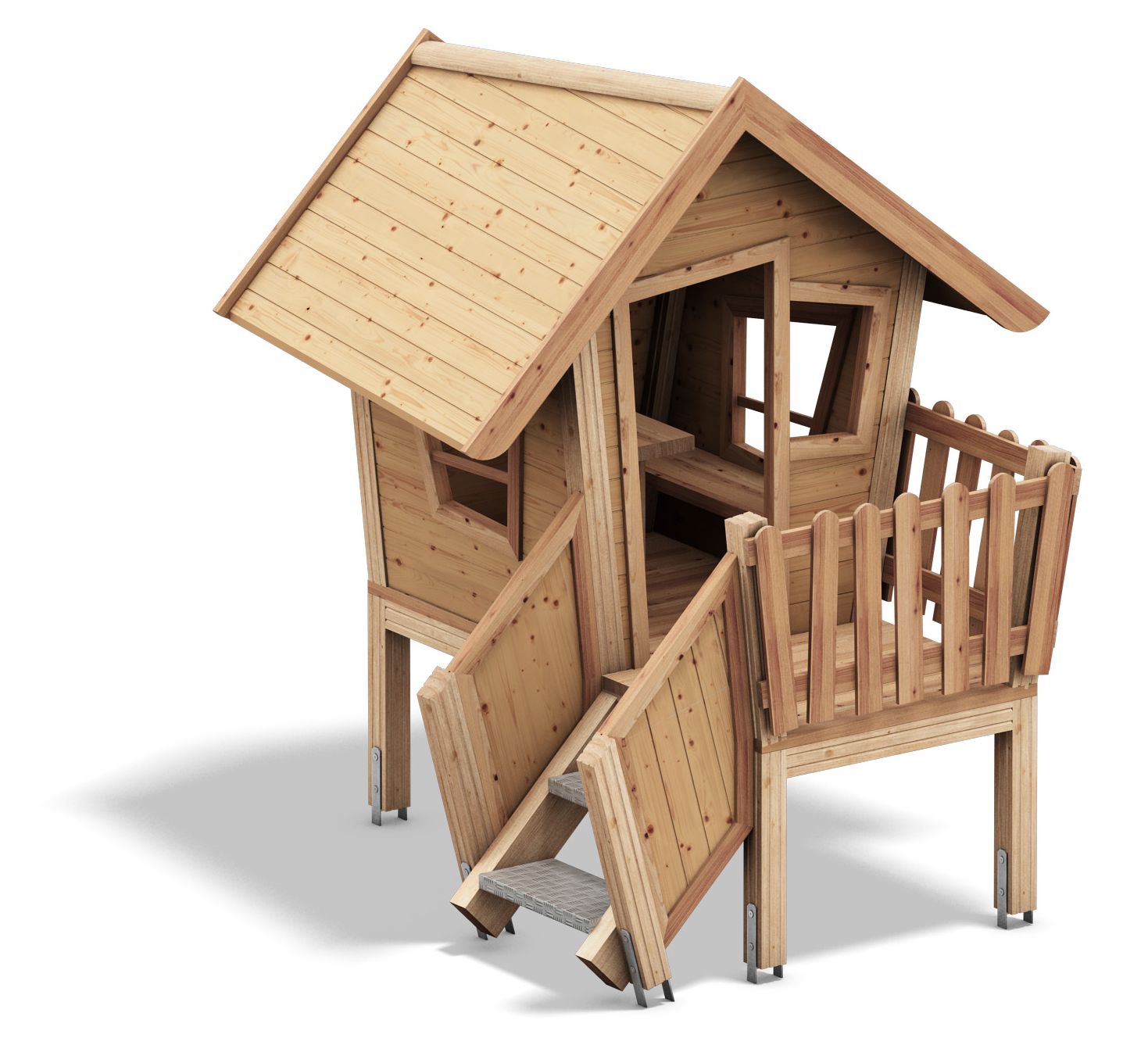 Spielhaus Zwerg mit Veranda, natur oder farbig